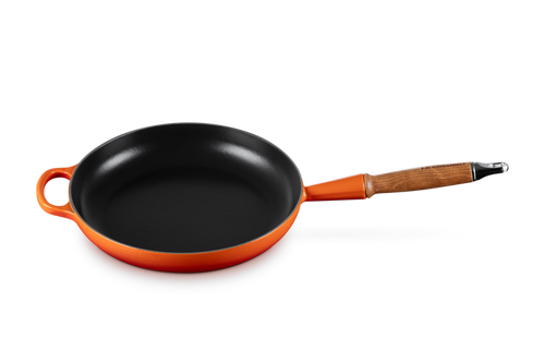 Le Creuset Koekenpan Signature met Houten handvat 'Oranjerood' Ø26cm