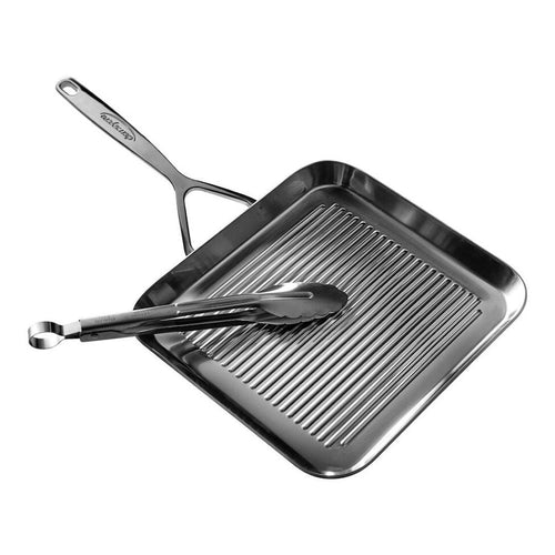 Demeyere Grillpan Ø28cm + gratis tang 'Specialties 5'