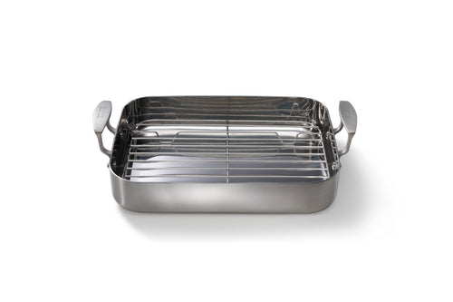 Braadslede met rek 35x25cm 'Stainless steel'
