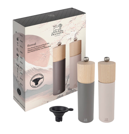 Peugeot Geschenkset Boreal 21cm Rotsgrijs & Bloemblad roze + vultrechter