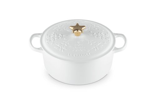 Le Creuset Braadpan Kerstboom Reliëf Wit 'ø24cm / 4.2L