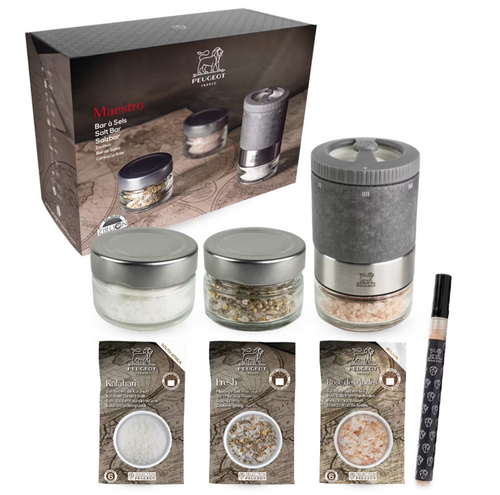 Peugeot Zoutmolen Geschenkset 'Maestro' Zirlion met 3 reservoirs (verwisselbaar)