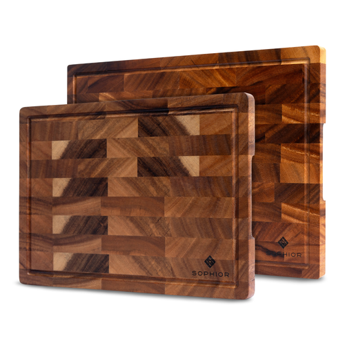 Snijplankenset Walnoot – met Sapgeul en Handvaten – 42×35×2 cm & 35×25×2 cm