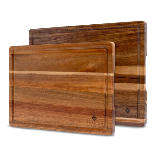Snijplankenset Acacia - Met Sapgeul en Handvaten 42×35×2 cm & 35×25×2 cm