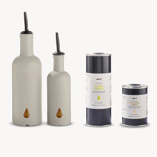 Spic'd Olijfolieflessen 'Warm Clay' met Olijfolie 450ml & 200ml