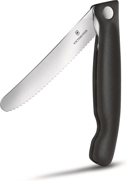 Victorinox Inklapbaar Gekarteld tomatenmes 11cm 'Swiss Classic Zwart'