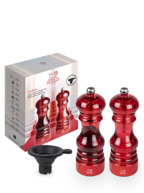 Peugeot Duo Peper- en Zoutmolenset Acryl Rood 18 cm 'Podium'