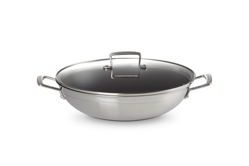 Le Creuset Wok Ø30cm / 4.3L RVS met PFTE Anti-aanbaklaag