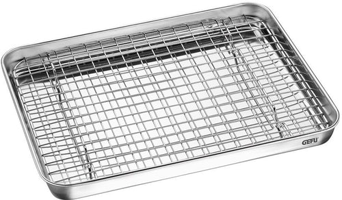 GEFU Bakplaat met Afkoelrek 31,5x24,5x2,5cm RVS