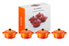 Le Creuset Mini-Braadpannen Voorraadpotjes 4st. 'Oranjerood'