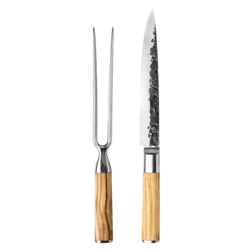 Forged Trancheerset Vleesmes & Trancheervork 'Olive'