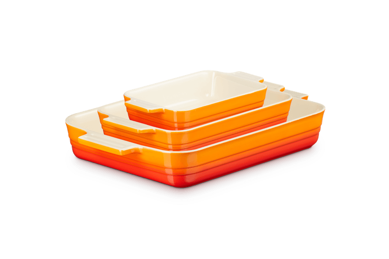 Le Creuset Ovenschalen Set van 3 18/25/32cm 'Oranjerood'