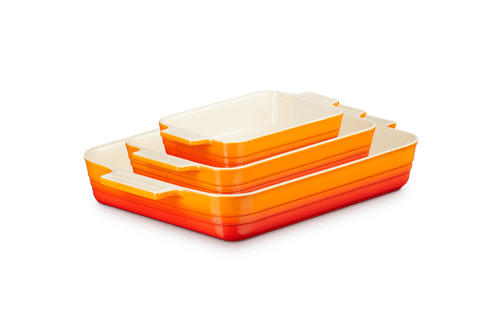 Le Creuset Ovenschalen Set van 3 18/25/32cm 'Oranjerood'