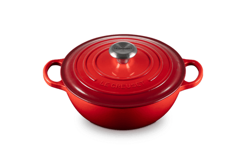 Le Creuset Marmite Braadpan Signature Zwart Interieur 'Kersenrood' Ø24cm / 3.1L
