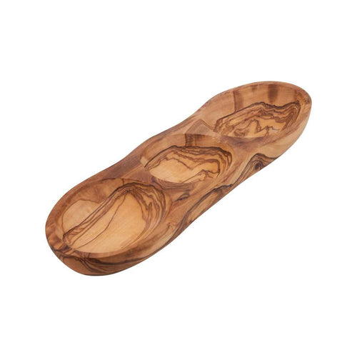 Bowls and Dishes Olijfhouten Borreltrio groot langwerpig