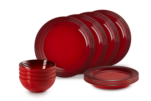 Le Creuset Serviesset 12-delig - 4 Persoons 'Kersenrood'