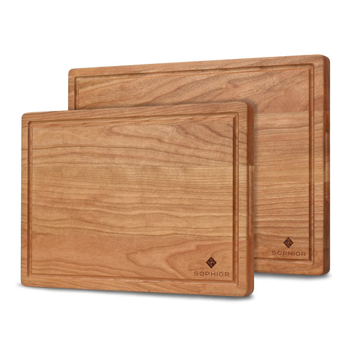 Sophior Snijplankenset Kersenhout - met Sapgeul en handgrepen - 35x25x2,5 & 42x30x2,5cm