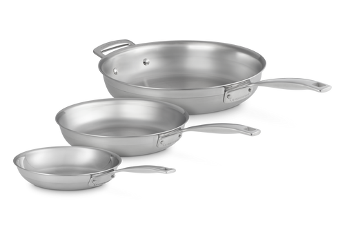Le Creuset Koekenpannenset 20/24/28cm 'Classic 3-ply RVS'